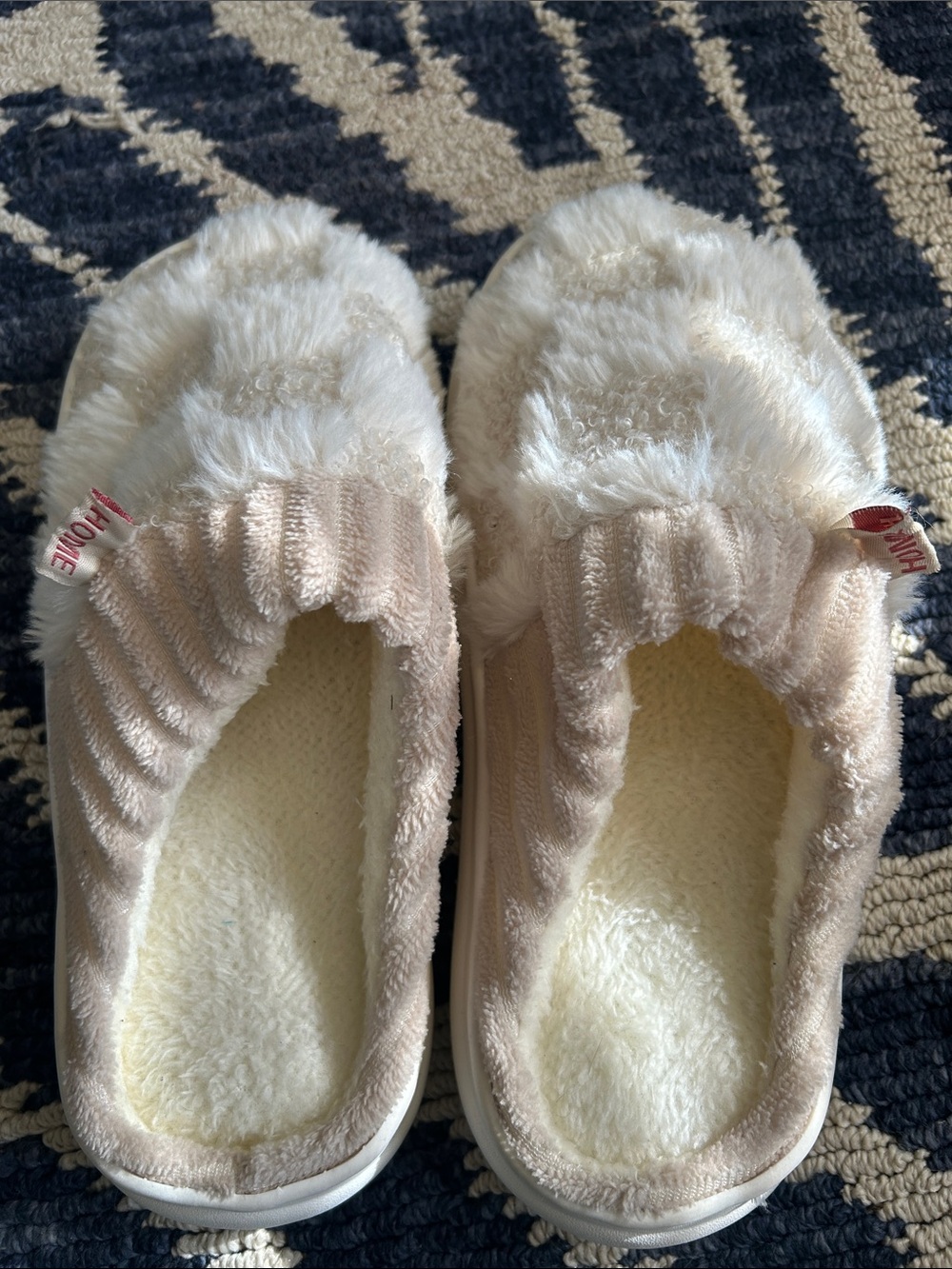 Plush Faux-Fur Slip-On Clog in Cream